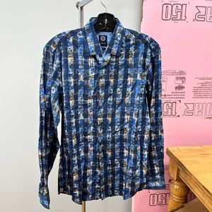 Danini Men’s Checkered Floral Dress Shirt